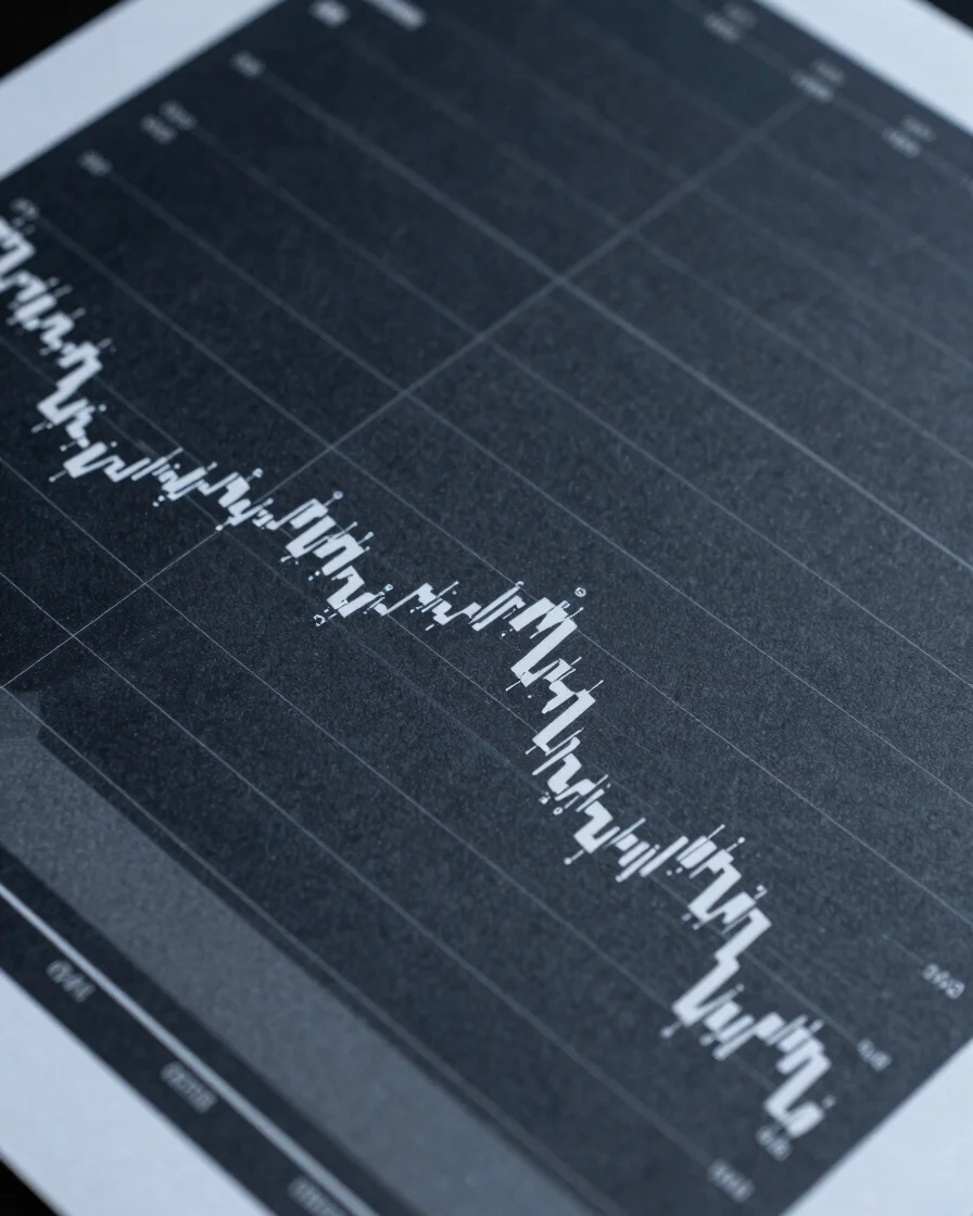 High-resolution detail of a financial report chart, crisp cool of
